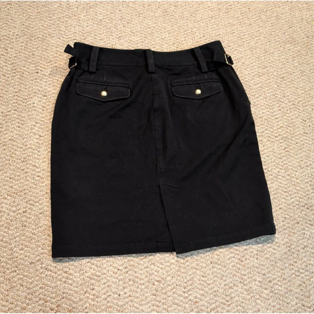 Lauren Ralph Lauren Pencil Skirt Womens 10P Pockets Gold Buttons Preppy